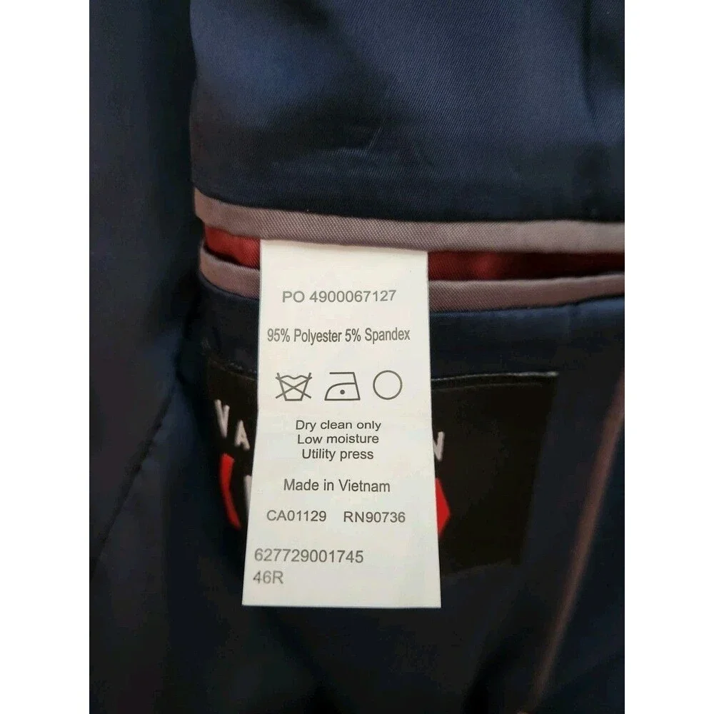 Van Heusen FLEX Navy Velvet Blazer Mens 46R Holiday Party Sport Coat Tailored Fi